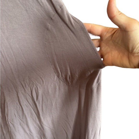 LOGO Goldstein Taupe w/Purple Tint Sleeveless Dress Chiffon Hem - Picture 3 of 6